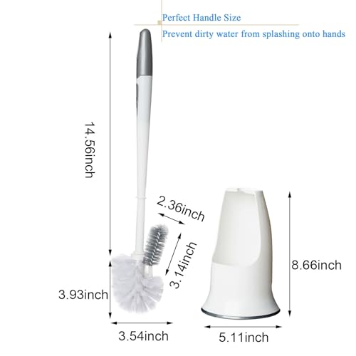 2 Pack Toilet Bowl Brush with Holder for Bathroom, Under-Rim Double Brush Head, Long Handle Household Cleaning Brushes Set (2 Pack Grey Brush with Holder) - color: 2 Pack Grey Brush With Holder