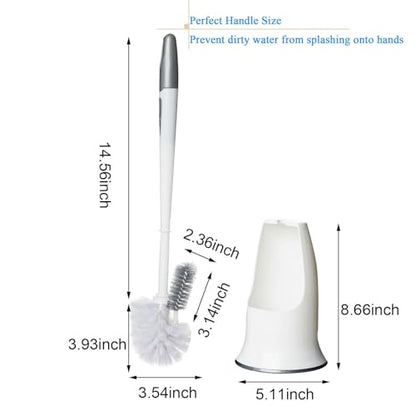 2 Pack Toilet Bowl Brush with Holder for Bathroom, Under-Rim Double Brush Head, Long Handle Household Cleaning Brushes Set (2 Pack Grey Brush with Holder) - color: 2 Pack Grey Brush With Holder
