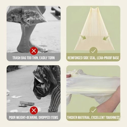 4 Gallon Cream Drawstring Trash Bags - Ultra-Thick 2.4mil Double-Sided Heavy Duty Garbage Bags - Leakproof & Tear-Resistant Small Wastebasket Liners for Bathroom, Office (4gal-90) - color: 4gal-90