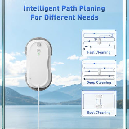 KKI Window Cleaning Robot,Upgraded Window Cleaner Robot, Auto-Dual Spray, Max 3200pa,3 Cleaning Modes & Edge Detection, Remote Control for High-Rise Windows, Glass Door,5Sets Cloths