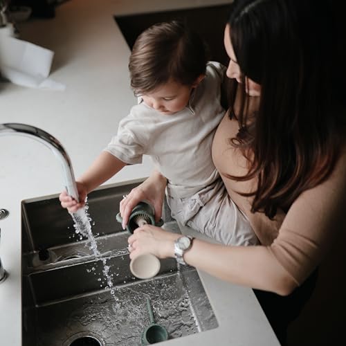 mushie Baby Bottle Brush | Soft Silicone with Suction Base (Natural) - color: Natural