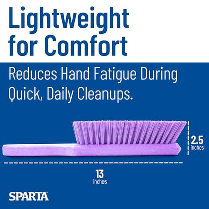 SPARTA 8 Inch Soft Counter Brush with Polyester Bristles and 5 Inch Handle, Color Coded Handheld Broom for Tables Countertops and Foodservice Surfaces, 13 Inch Overall Length, Purple, Pack of 6 - color: Purple
