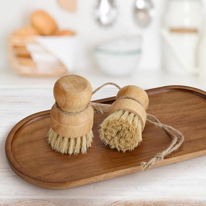 12 Pack Bamboo Dish Brush Bulk, Bamboo Dish Scrubber, Wood Palm Dish Scrub Brush for Dishes Pans, Pots,Vegetables Cleaning