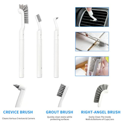 Hard Bristle Crevice Cleaning Brush Set with 4Pcs Brush Heads & 2Pcs Handles, Multifunctional Grout Brush Tools for Kitchen, Bathroom, Sink, Corner, Mug, Blender, and Hard-to-Reach Areas - style: 6-Pieces Kit