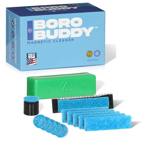 Magnetic Glass Cleaner BoroBuddy Pro | Cleans Hard to Reach Stains on Glass, Ceramic, Metal Pieces of All Shapes & Sizes | Glass Pieces, Bottles, Glassware | Free Scrubber Pads | Green