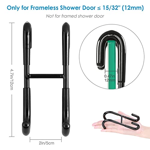 Simtive 12-Inch Shower Squeegee (Includes 1 Shower Door Hook and 1 Adhesive Hook), Shower Door Hooks (2-Pack), Both Black, 2 Item Bundle