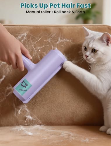 DELOMO Pet Hair Removal Tool, Pet Hair Remover - Lint Roller for Pet Hair - Cat and Dog Hair Remover for Couch, Furniture, Carpet, Car Seat, Reusable Lint Roller with Fur Bin, Pet Owner Essential - color: C: Purple（limited Color）