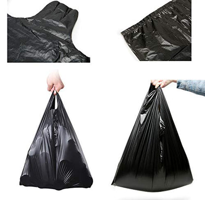 YYaaloa 100 pcs Black Trash Bags with Handles - 14x22 Super Thick 1.8mil Plastic Rubbish Bags for Office, Picnic, Kitchen, Bulk Use