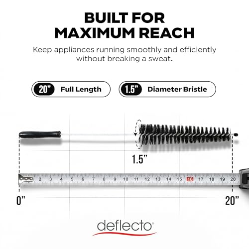 Deflecto Flexible Appliance Brush 20" Long, Dryer Vent, Refrigerator and AC Coils - Bendable Wire Brush for Lint, Dust & Debris, Hard-to-Reach Vents, Crevices, Essential Home Maintenance Tool