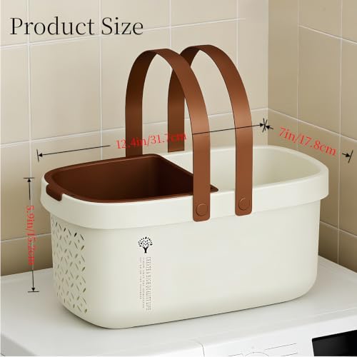 Pulseplay Plastic Shower Caddy Basket with Handle Portable Bath Tote Basket Bin for Bathroom Kitchen College Dorm Gym(Cream) - color: Cream