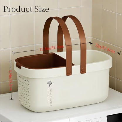 Pulseplay Plastic Shower Caddy Basket with Handle Portable Bath Tote Basket Bin for Bathroom Kitchen College Dorm Gym(Cream) - color: Cream