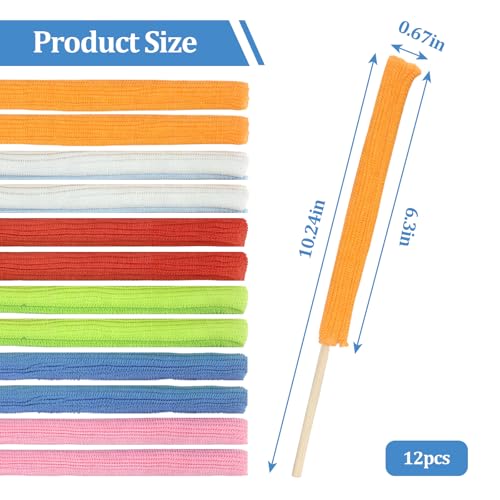 Microfiber Detail Duster Sticks,12 Pcs Mini Dusters for Cleaning,Mini Duster Crevice Cleaning Tool Car,Air Vent Cleaner Fan Cleaning Brush - style: 12 PCS