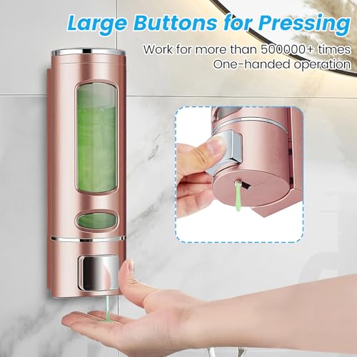 Single Wall Mounted Hand Soap Dispenser, 13.5oz/400ml Pink Bathroom Shower Dispenser Refillable Liquid Lotion Soap Dispenser for Bathroom Kitchen Hotel (Pink) - color: Pink