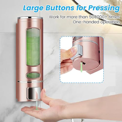 Single Wall Mounted Hand Soap Dispenser, 13.5oz/400ml Pink Bathroom Shower Dispenser Refillable Liquid Lotion Soap Dispenser for Bathroom Kitchen Hotel (Pink) - color: Pink
