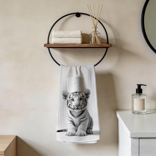 Minimalist Tiger Hand Towels for Bathroom, Quick Dry Microfiber Cloth Kitchen Towels, Animal Lover Gifts for Women Men, Bathing Decorative Bathroom Hand Towels for Washroom Toilet Restroom 2 - color: Lm 2420