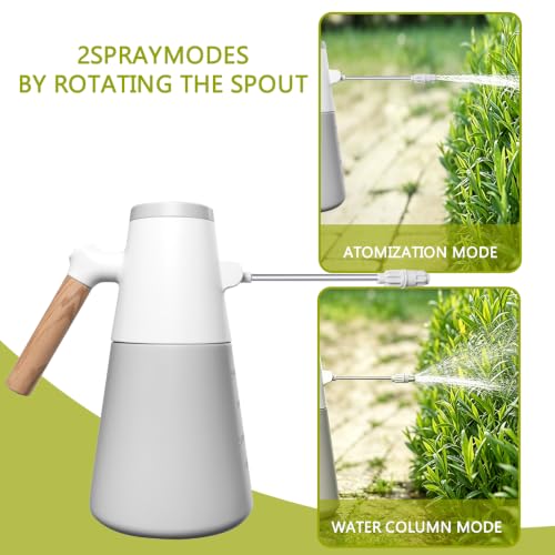 1.4L Electric Spray misting Bottle，Water Sprayer in Lawn and Garden, Outdoor Plants，Cleaning，Weeding; 180° Adjustable Long Nozzle; 2 Spray Modes; Battery Powered; Wood-Grain Handle