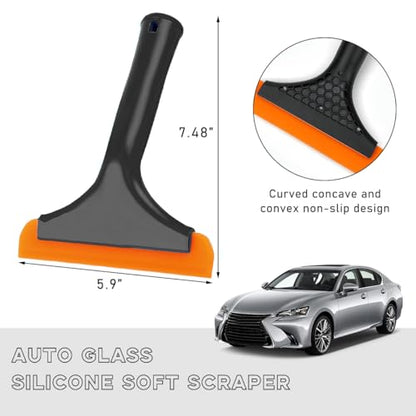Ohleats Small Silicone Window Squeegee, Auto Windshield Water Blade Scraper, All-Purpose Water Squeegee Wiper for Mirror Home Cleaning, Car Accessories (Black) - color: Black