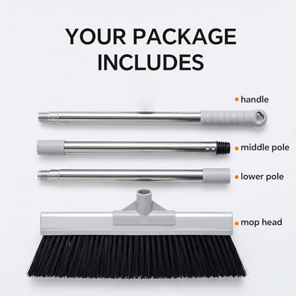 CTIME Outdoor Broom，Heavy Duty Broom 15.7" Broom Head Width, 50" Long Handle Outdoor Large Angle Brooms with Stiff Bristles for Garage, Patio, Porch