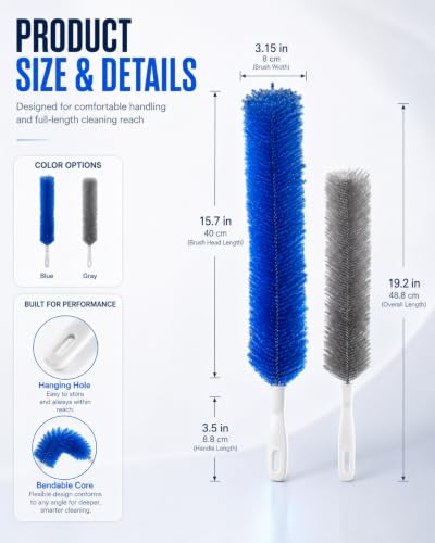 Bendable Microfiber Head Reusable Dust Remover 360° Flexible Fan Duster Brushes Cleaning Tools for Blinds Cleaner Brush Ceiling Blind Vent Ultimate Multi Purpose Dusters Home Upgrades(4PCS) - color: 4pcs