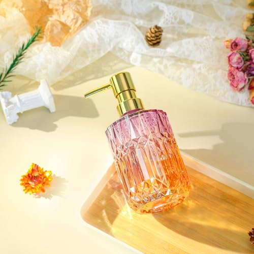 YunNasi Soap Dispenser with Pump, Refillable Liquid Hand Soap Dish Soap Dispensers for Bathroom Counter, Kitchen Sink (PurpleOrange) - color: Purpleorange