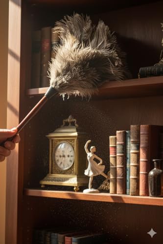 Premium Professional Feather Duster 21" | Natural Handheld Duster for Cleaning & Feather Mopping | Genuine Ostrich Feather with Long Wooden Handle | Eco-Friendly & Reusable (50 cm)