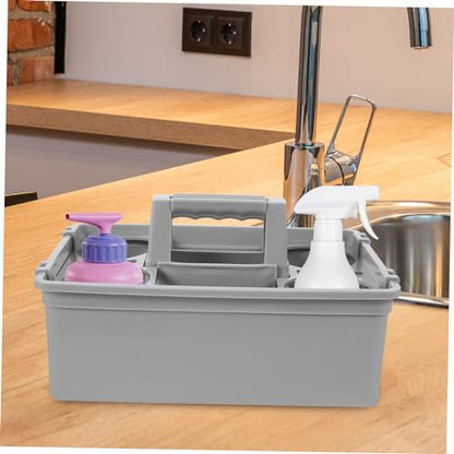 Vaguelly Portable Cleaning Basket Plastic Storage Basket Lid Capacity Storage Organizer for Cleaning Supplies Handle Design for