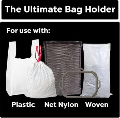 Large SnapRing Trash Bag Holder | Heavy Duty Garbage Opener Frame for 33–95 Gallon Contractor Lawn Leaf Bags | Outdoor Yard Cleanup Tool - size: Large
