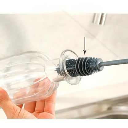 Long Handle Silicone Cleaning Brush for Deep Bottles, Narrow Cup Scrubber - Used for Water Bottles, Carafes
