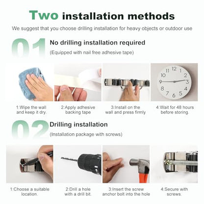 Mop Broom Holder Wall Mount, Non Slip Broom Mop Holder, Broom Organizer, Stainless Steel Broom Hanger Wall Mount for Home Kitchen Garden Laundry Garage, 2 Mounting Methods (Style 2) - color: Style 2