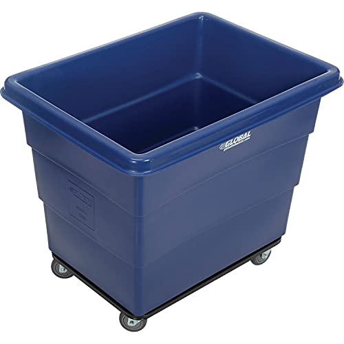 Global Industrial 12 Bushel Plastic Bulk Box Truck, Steel Chassis Base, 1000 lbs. Capacity, 4" Non-Maring Rubber Casters, Blue, 38-2/5"L x 28-9/10"W x 33" H - color: Blue