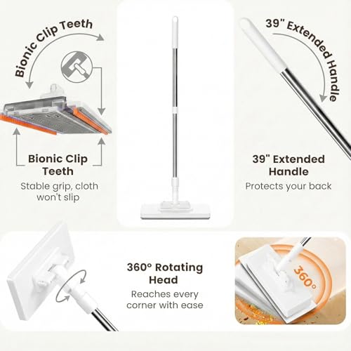 2026 New Snap Grip Mini Mop with Replacement Cleaning Cloth,Clever Zero Touch Mini Mop,100cm Long Handle Mopping Sweeper Stick for Multi Cleaning,Wet and Dry Use (2 Set) - color: 2 Set