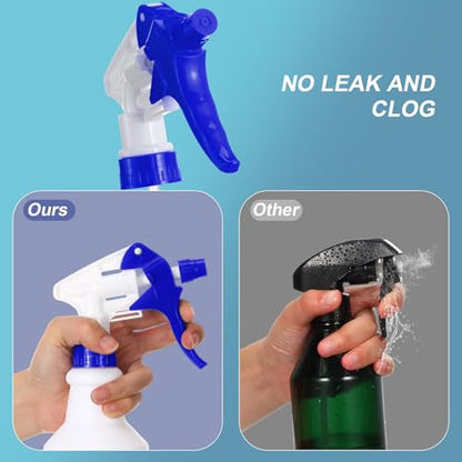 Zubebe 24 Pack 32 oz Plastic Spray Bottle Bulk Empty Leakproof Heavy Duty Spray Bottles for Cleaning Supplies Mist Bottles with Label and Adjustable Nozzle for Plant(Red, Blue,Clear Scale) - color: Red, Blue, style: Clear Scale