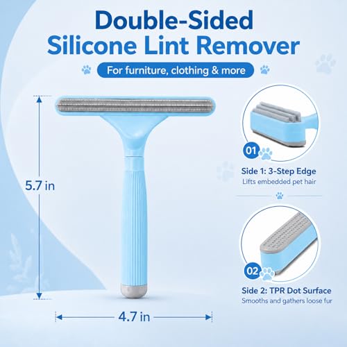 2 Pack Portable Pet Dogs Cats Hair Remover Lint Removal Shaver Tool Fur Scraper Carpet Rake for Couch Furniture Car Mats Fabric Sofa Clothes Bedding Blue - color: Blue