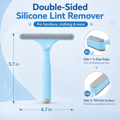 2 Pack Portable Pet Dogs Cats Hair Remover Lint Removal Shaver Tool Fur Scraper Carpet Rake for Couch Furniture Car Mats Fabric Sofa Clothes Bedding Blue - color: Blue