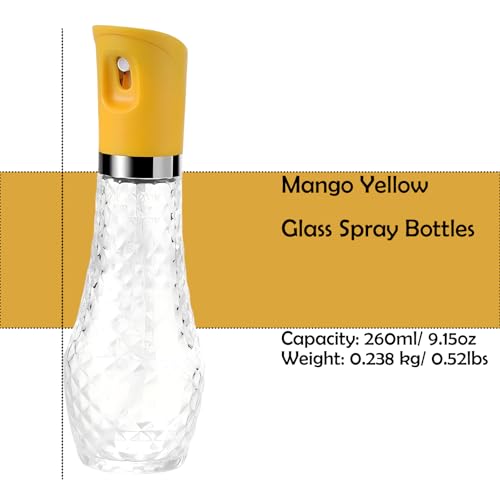 Glass Spray Bottles(9.2oz/260ml), Refillable Spray Bottle for Cleaning, Skin Care, Planting, Showering Pets, Travel, Cleaning & Home (Yellow) - color: Yellow