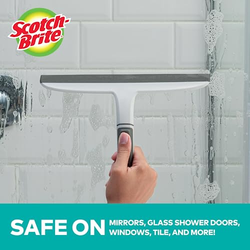 Scotch-Brite, All-Purpose 10 Inch Dual Blade Streak-Free Squeegee, Safe on Mirrors, Glass Shower Doors, Windows, Sinks and More - size: 10.188 in. x 7.5 in. x 1.5 in.