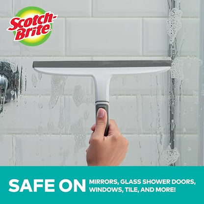 Scotch-Brite, All-Purpose 10 Inch Dual Blade Streak-Free Squeegee, Safe on Mirrors, Glass Shower Doors, Windows, Sinks and More - size: 10.188 in. x 7.5 in. x 1.5 in.