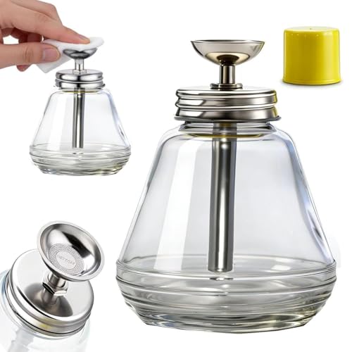 5 Oz/ 150ml Glass Push Down Pump Dispenser Bottle With Cap Push Down Glass Empty Pump Dispenser for Alcohol Makeup Clear Refillable Bottle Hand Pumping Press Container - color: Clear - 150ml - Round - 1pcs