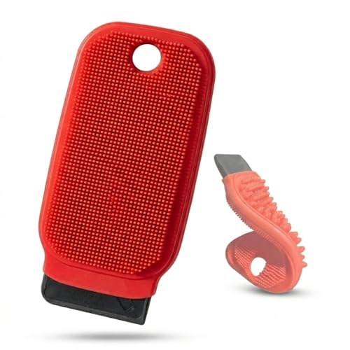 3-in-1 Silicone Dish Sponge - BPA-Free Food-Grade Cleaning Brush with Dual-Sided Scrubber & Scraper, Hanging Hole Fast-Dry Reusable for Dishes/Fruits/Vegetables (Red 1PCS) - color: Red 1pcs