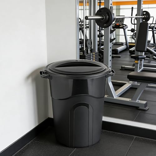 32 Gallon Garbage Can, Included Lid, Indoor/Outdoor, Black