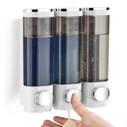 Shampoo and Conditioner Dispenser Shower Soap Dispenser Shampoo Dispenser Body Wash Dispenser for Bathroom,Large Capacity, White Silver - color: White