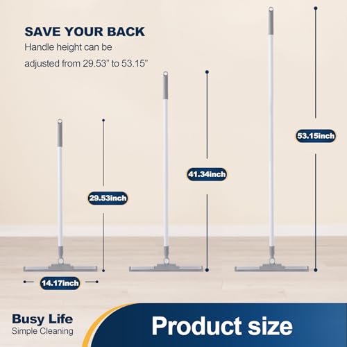 Yocada Rubber Floor Squeegee Broom TPR Blade Adjustable Scrubber Squeegee Household Broom for Shower Bathroom Kitchen Home Tile Pet Hair Fur Floor Marble Glass Window Water Foam Cleaning 53.15"