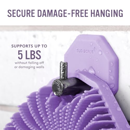 Sud Scrub® Antimicrobial Shower Hook, Self Adhesive Hooks for Shower Wall, Heavy Duty Removable Wall Hooks, Stick On Hooks for Hanging, Bathroom Towel Hook (Purple) - color: Purple