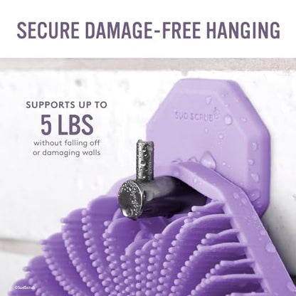 Sud Scrub® Antimicrobial Shower Hook, Self Adhesive Hooks for Shower Wall, Heavy Duty Removable Wall Hooks, Stick On Hooks for Hanging, Bathroom Towel Hook (Purple) - color: Purple