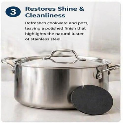 Steeli Stainless Steel Sponge for Pans & Cookware, Kitchen Scrubber for Burnt-On Stains, Gentle on Surfaces, Restores Shine, 3-Pack Cleaning Pads (3)