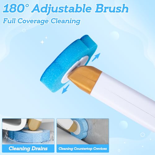 Disposable Toilet Cleaning Brush - Toilet Bowl Cleaner Wand and Holder Set with 60 Refills, Wall Mounted Clean Stick Brush Heads Kit with Handle for Bathroom Bathtub Cleaning System - style: 1 Cleaner Wand and 1 Holder with 60 Refills