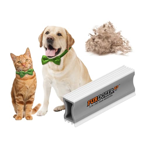 FurDozer Pet Hair Remover & Auto Detailing Tools - Cat & Dog Hair Remover for Carpets, Car Interiors, Couches, Bedding, & Pet Furniture (Gray, X3 PRO - 5" Long) - color: Gray, size: X3 PRO