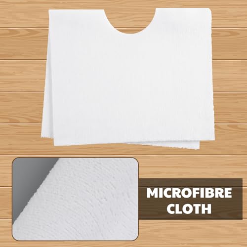 Cuban Style Wood Mop Set 40 Inch T Stick with 3 Pcs Microfiber Squeegee Mopping Towel Floor Cloth Kitchen, Bathroom Cleaning, Washing Trapeador, 15 x 24 Inch Reusable Drying Towel(White)
