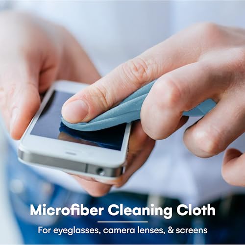 Care Touch Eyeglass Cleaning Cloth - 12 Pack of Microfiber Cleaning Cloth for Glasses, Lenses, Phones and Screens - Large, Lint-Free, Reusable and Scratch-Free - 6 x 7 Inches - Blue - color: Blue, style: 12 Count