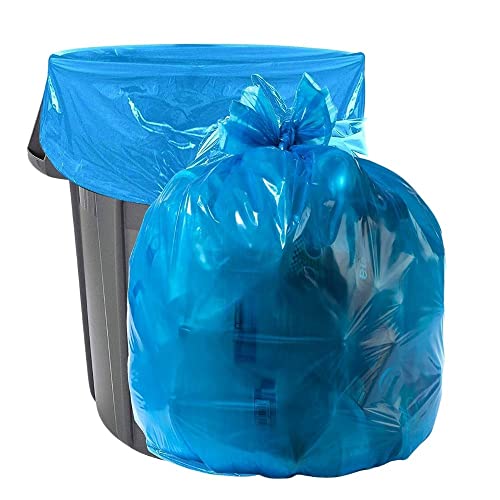 Plasticplace 32-33 Gallon Recycling Trash Bags, 1.2 Mil, Blue Garbage Liners, 33” x 39” (100 Count) - size: 1 Count (Pack of 100)
